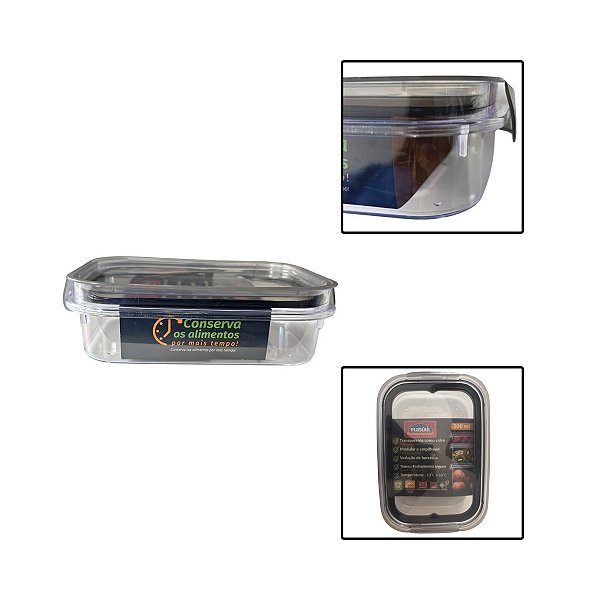 Pote Trava Mais Retangular Cristal 500ML