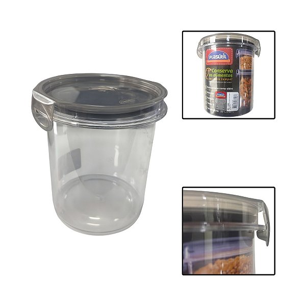 Porta Mantimentos Trava Mais Cristal Redondo 1,2L