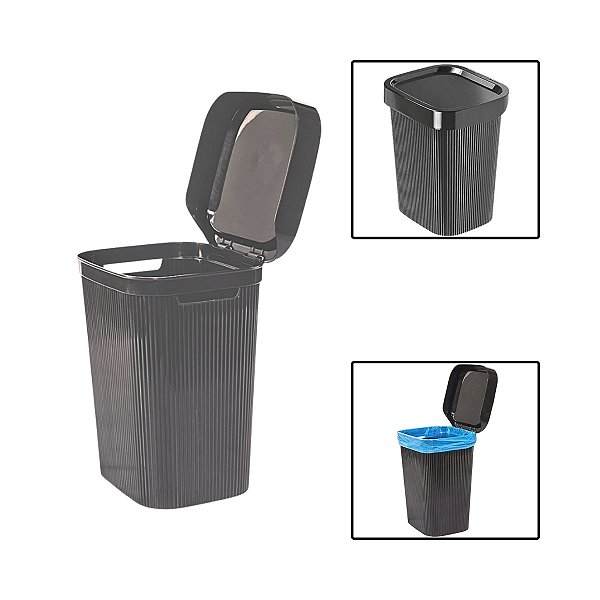 Lixeira Cesto Cozinha Pia Escritório Classic Frisos 4,6L