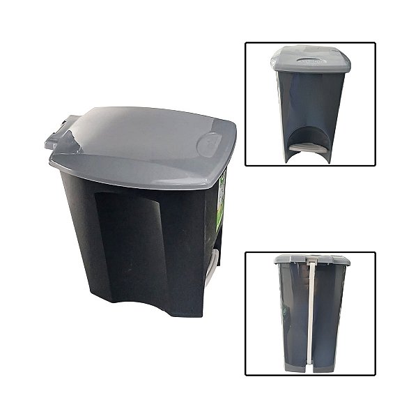 Lixeira Preta Com Pedal 7L