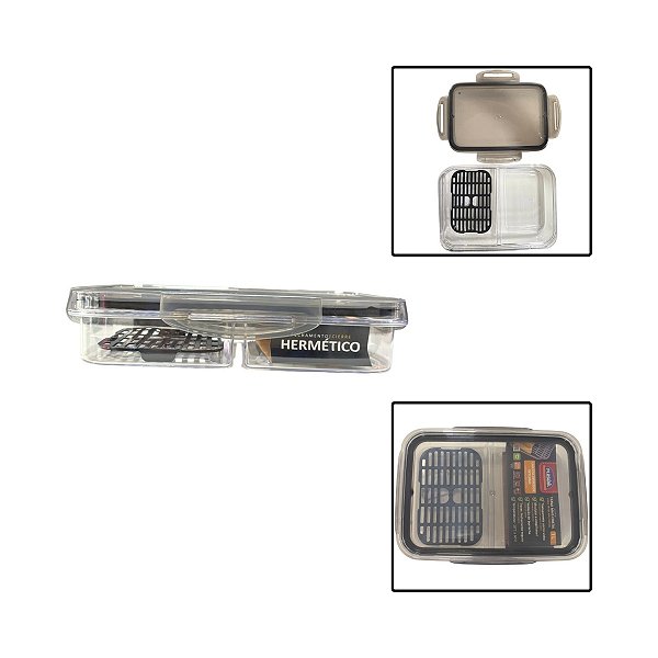 Pote Trava Mais Cristal 2 Divisórias com Escorredor 1L