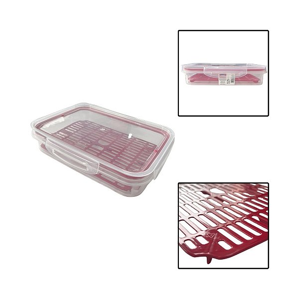 Pote Trava Mais Retangular 1,1L Com Escorredor