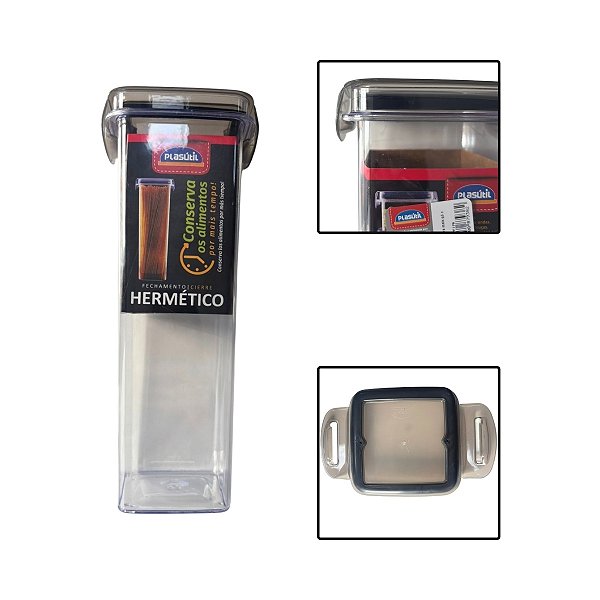 Porta Mantimentos Quadrado Trava Mais Cristal 1,6L