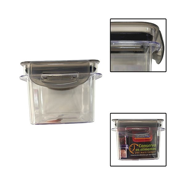 Porta Mantimento Trava Mais Quadrado Cristal 380ML