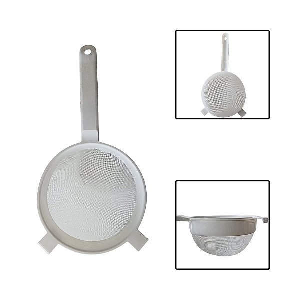Peneira Plástica Branca 16cm para Grandes Porções