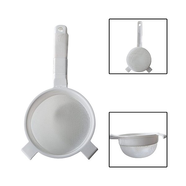 Peneira Plástica Branca 12cm para Cozinha