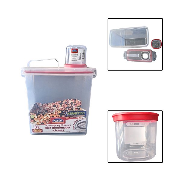 Dispenser Dosador 3L Com Bico Direcionador E Trava Hermético