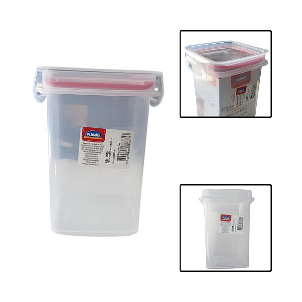 Porta Mantimentos Hermético Quadrado Trava Mais 830 ml