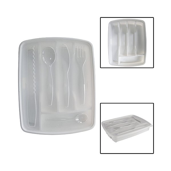 Porta Talheres Com Tampa 5 Divisórias