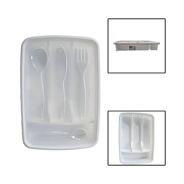 Porta Talheres com Tampa 4 Divisórias