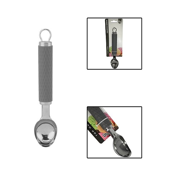 Colher Servir Sorvete Inox Silicone Linha Top Home