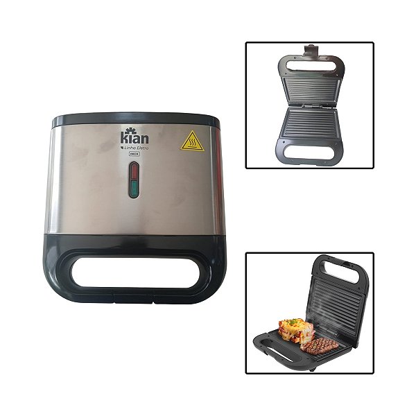 Sanduicheira e Grill Preta Inox 750W 127V