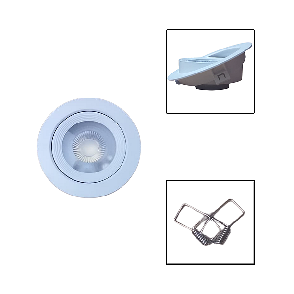 Spot Led 12W Branca De Embutir Redonda Luz Branca Fria