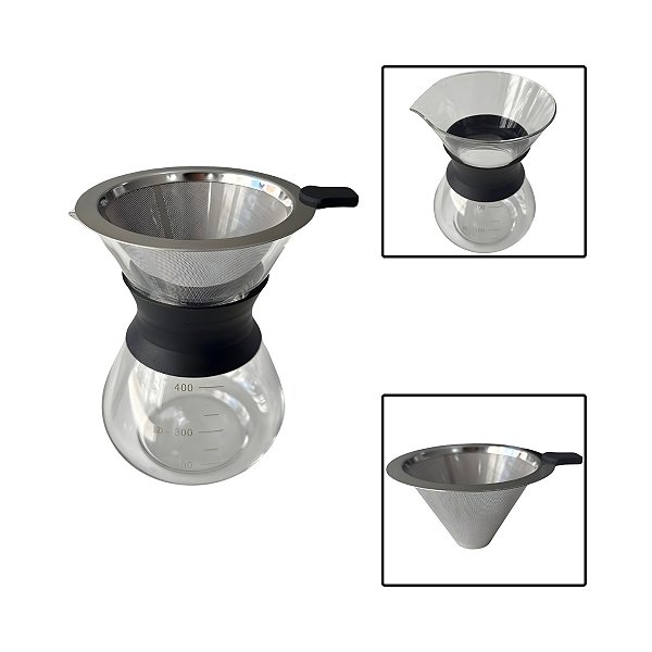 Cafeteira De Vidro Com Coador 400ml