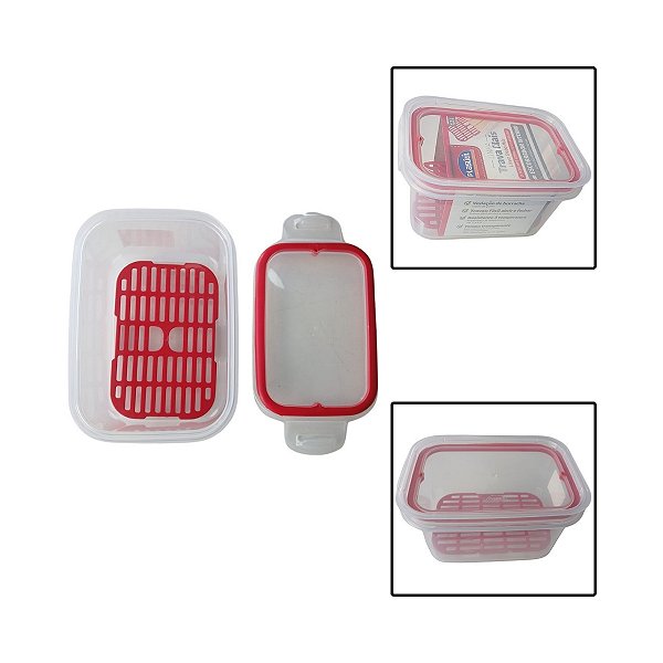 Pote Trava Mais Retangular 1,2 L Com Escorredor