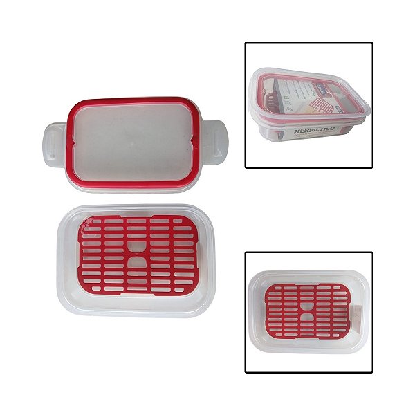 Pote Trava Mais Retangular 500ML Com Escorredor