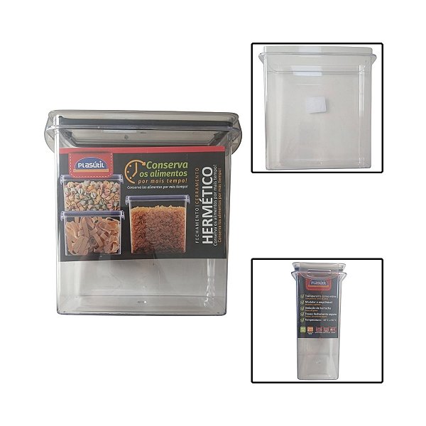 Porta Mantimentos Retangular Trava Mais Cristal 3L