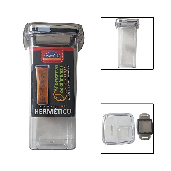 Porta Mantimentos Quadrado Trava Mais Cristal 1,24L