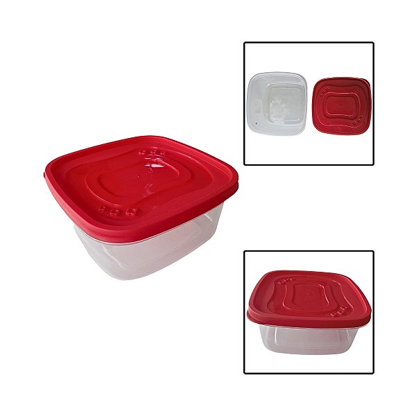 Pote Quadrado Com Tampa Clic 1,1L