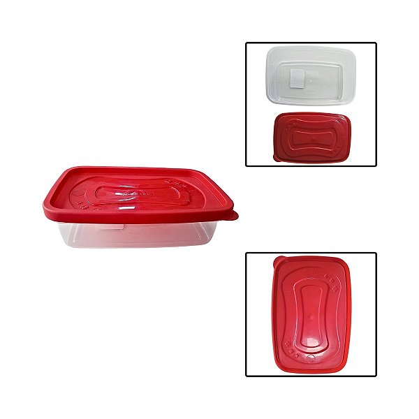 Pote Retangular Com Tampa Clic 620ML