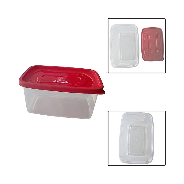 Pote Retangular Com Tampa Clic 1,2L