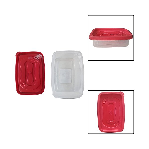 Pote Retangular Com Tampa Clic 180ML