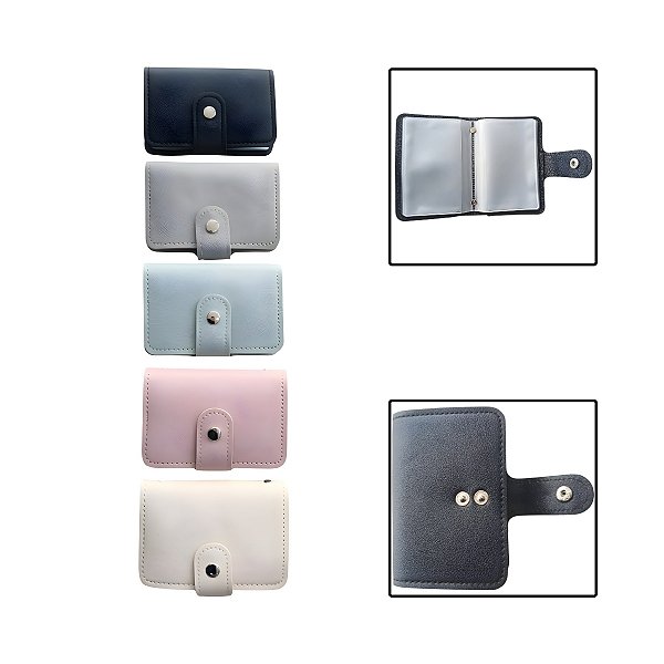 Porta-Cartões Liso Com Botão 20 Slots Cor Sortida