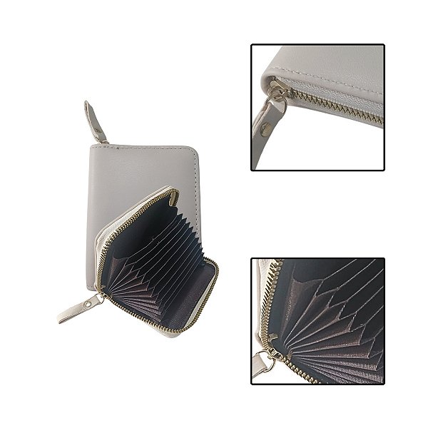 Porta Cartões Sanfonado com Zíper 11 Compartimentos