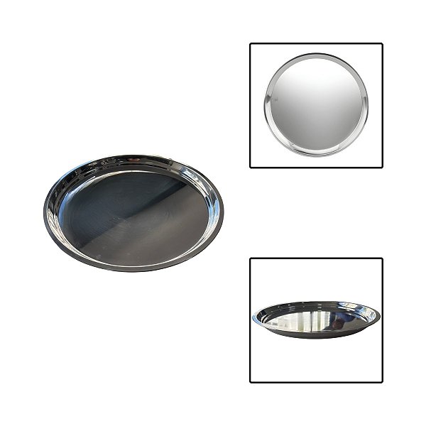 Bandeja Aço Inox Redonda 40cm Restaurante Garçom