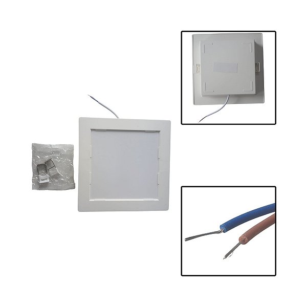 Painel Led Embutir Quadrado 12W 16 X 16 Luz Branca Morna
