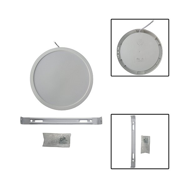 Painel Led Sobrepor Redondo 18W 20 X 20 Luz Branca Fria