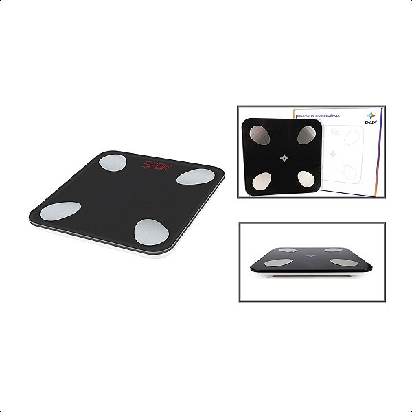 Balança Corporal Bioimpedância Bluetooth Vidro Preto - Ekaza