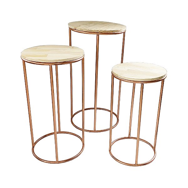 Trio de mesas Redondas Desmontáveis