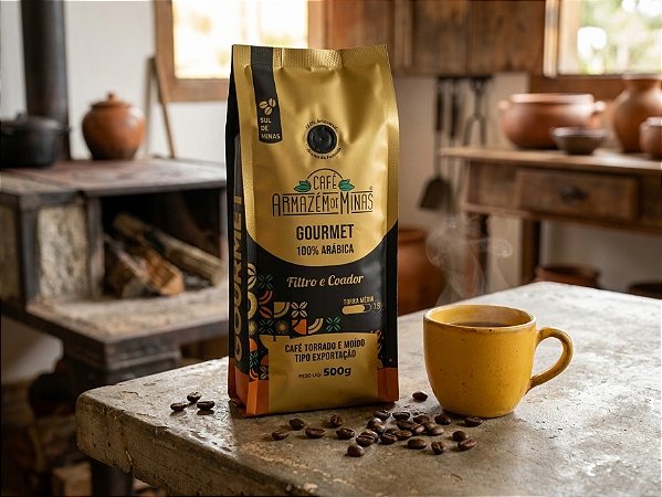Café Gourmet Torrado e Moído 500g - 100% Arábica - Sul de Minas - Tipo Exportação - Torra Média 7.5