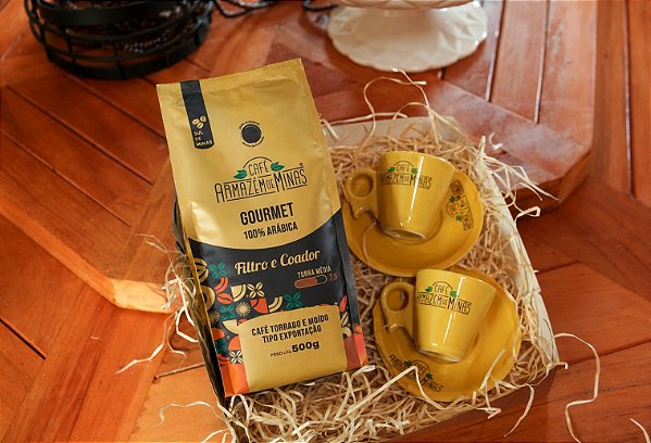 Kit-11 Café Gourmet Torrado e Moído 500g + Duas(2) Lindas Xícaras Amarela de Café