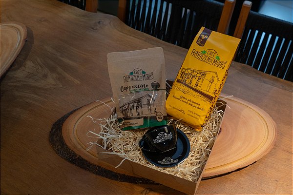 Kit-01B Café Clássico Torrado e Moído 500g + Cappuccino Gourmet 200g + Linda Xícara Preta de Café