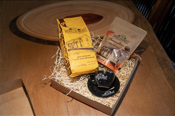 Kit-25 Café Clássico Torrado e Moído 500g + Chocomaltine Gourmet 200g + Linda Xícara Preta de Café