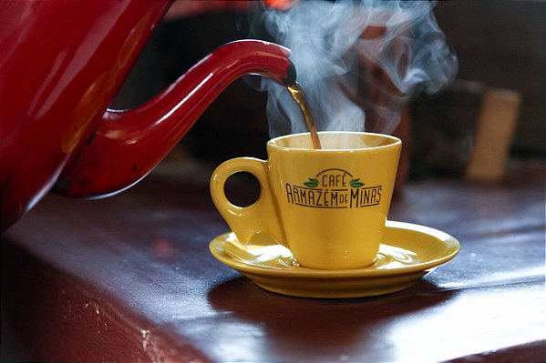 Xícara de Café 80ml c/ Pires - Amarela - Pirâmide