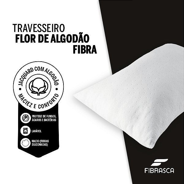 TRAVESSEIRO FIBRASCA FLOR DE ALGODAO 50X90CM