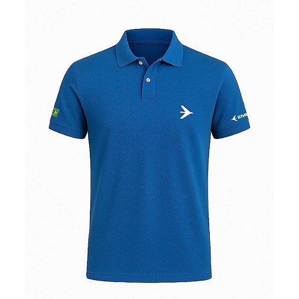 Camisa Polo Azul Embraer