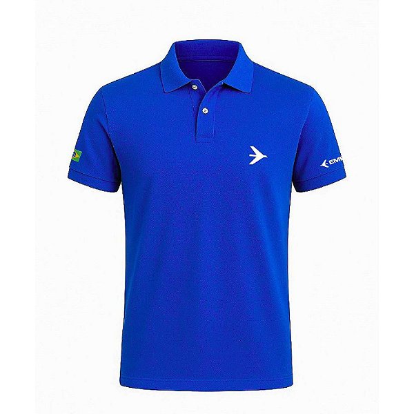 Camisa Polo Azul Royal Embraer