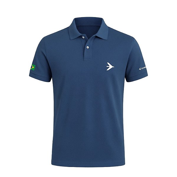 Camisa Polo Azul Marinho Embraer