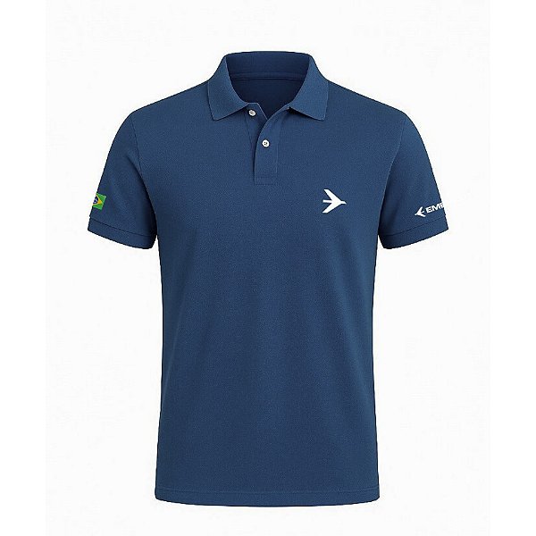 Camisa Polo Azul Marinho Embraer