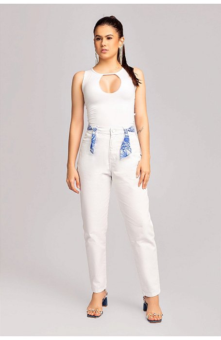 Calça branca mom Empório Jeans 00032