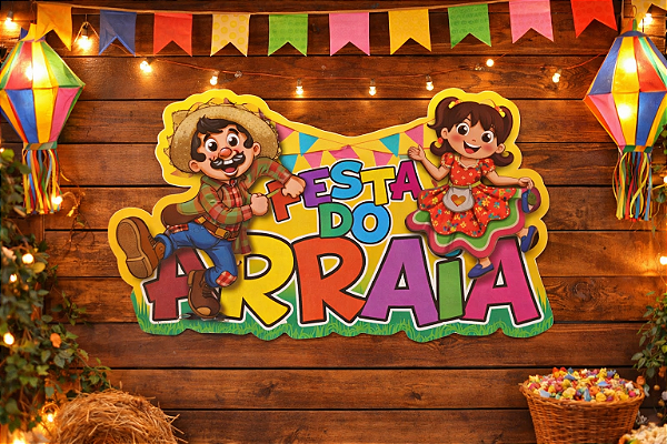 Enfeite Painel Casal Arraiá Festa Junina Parede - 70x50cm