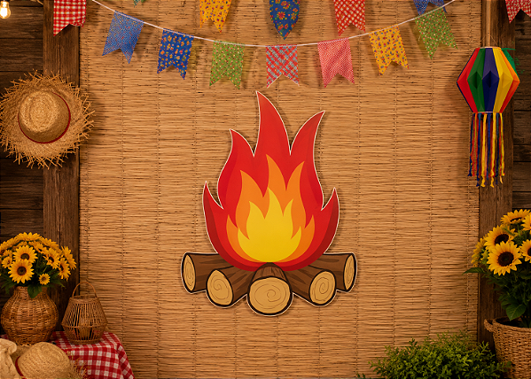 Painel Decorativo Festa Junina Fogueira – 70x50cm
