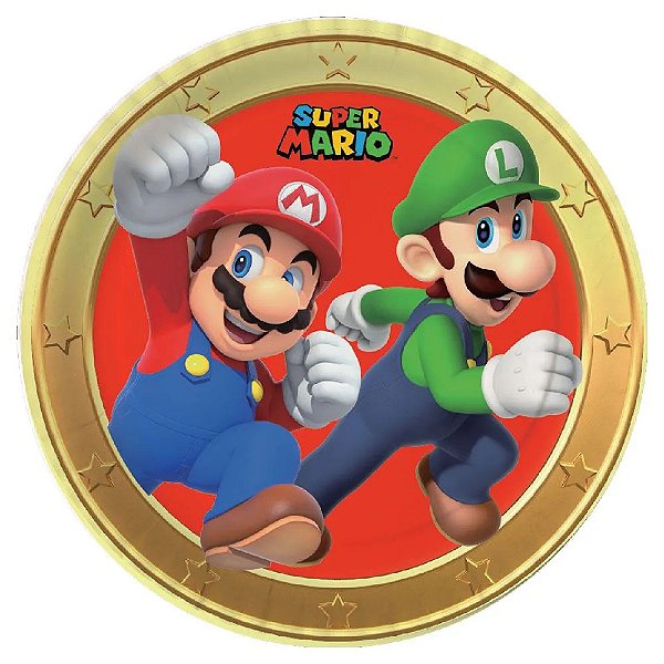 Prato de Papel Redondo Festa Super Mario 18cm - 8 Unidades