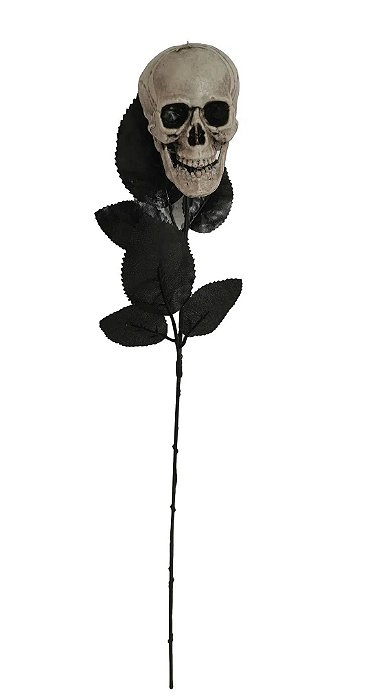 Rosa Halloween Negra com Caveira - 41cm