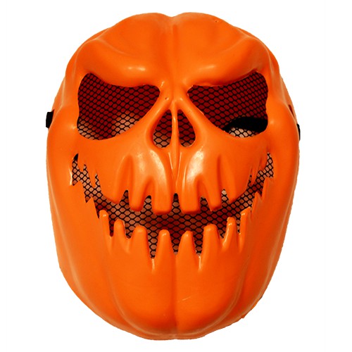 Máscara Abóbora de Caveira com Rede para Festa Halloween