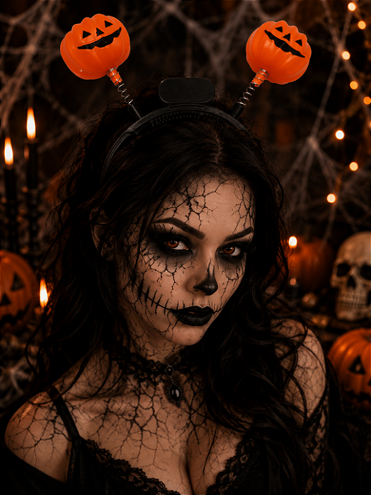Tiara Abóbora com Pisca Halloween